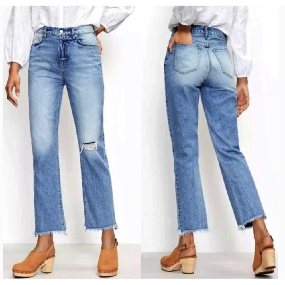NWT LOFT Curvy High Waist Straight Crop Jeans frayed hem size 32 waist or 14